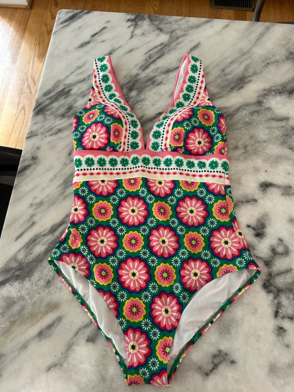 Boden Porto V-neck Floral One-Piece Swimsuit